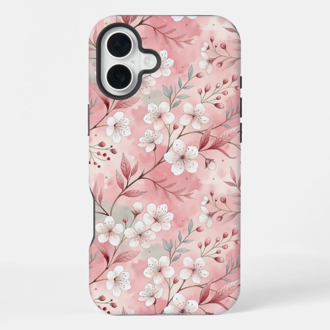 Sakura Blume Pattern Pink iPhone Hülle (Rückseite)