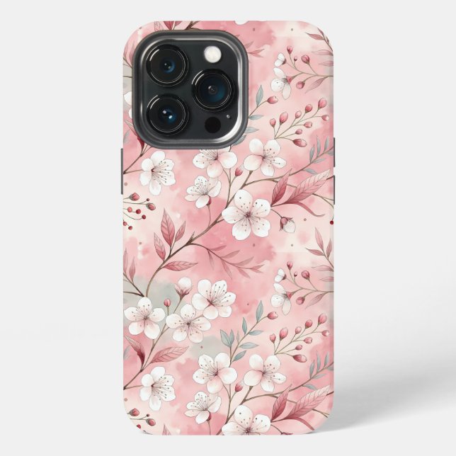 Sakura Blume Pattern Pink iPhone Hülle (Hinten)
