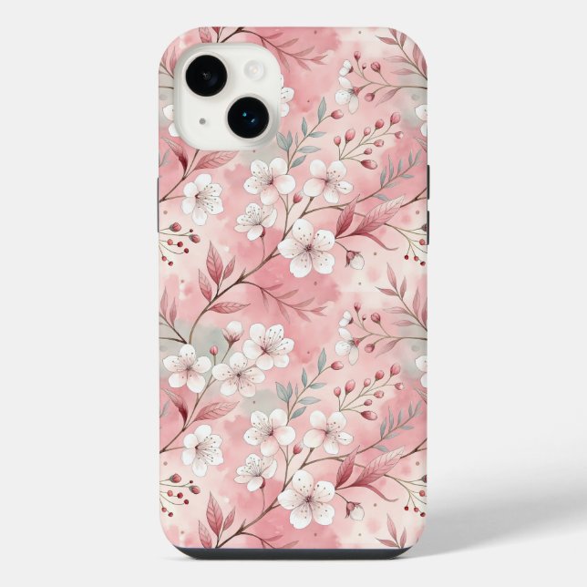 Sakura Blume Pattern Pink iPhone Hülle (Rückseite)