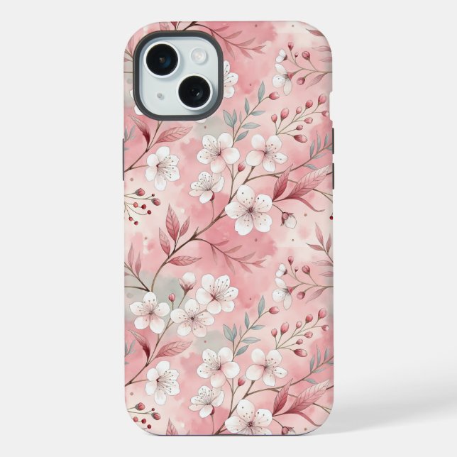 Sakura Blume Pattern Pink iPhone Hülle (Rückseite)