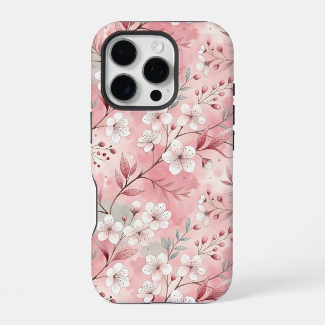 Sakura Blume Pattern Pink iPhone Hülle (Rückseite)