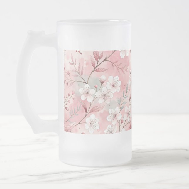 Sakura Blume Pattern Pink Mattglas Bierglas (Links)