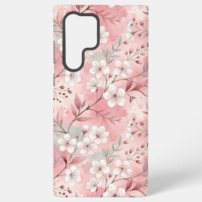 Sakura Blume Pattern Pink Samsung Galaxy Hülle (Rückseite)