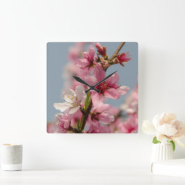 Sakura Blume, rosa japanische Blume Quadratische Wanduhr