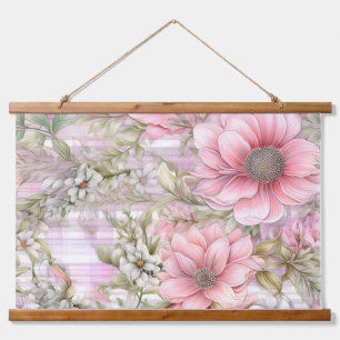 Sakura Blush Serenade Botanisch Wandteppich Mit Holzrahmen