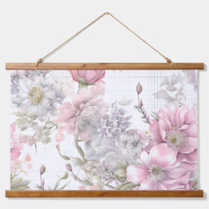 Sakura Blush Serenade Botanisch Wandteppich Mit Holzrahmen