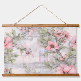 Sakura Blush Serenade Botanisch Wandteppich Mit Holzrahmen