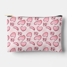 Sakura Blüten mit Kanji Zubehörtasche