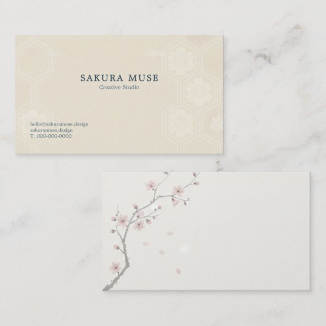 Sakura Business Card – Minimal Japanese Premium  Visitenkarte (Vorne/Hinten)