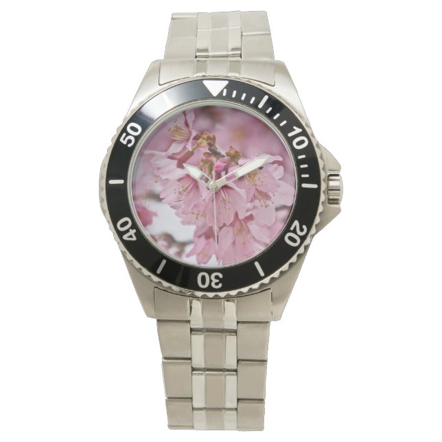 Sakura Cheroms Blüten Pink Armbanduhr (Vorderseite)