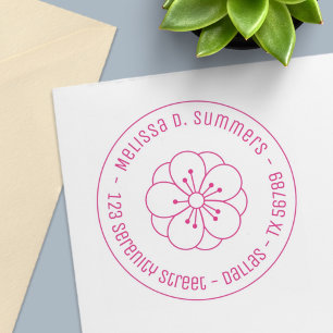 Sakura Cherry Blossom Blume Runde Rede 2 Permastempel