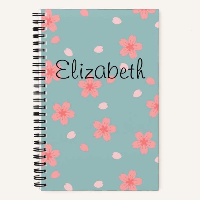 Sakura Cherry Blossom Blumenmuster Notizbuch (Vorderseite)