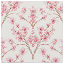 Sakura Cherry Blossom Damask Wassercolor