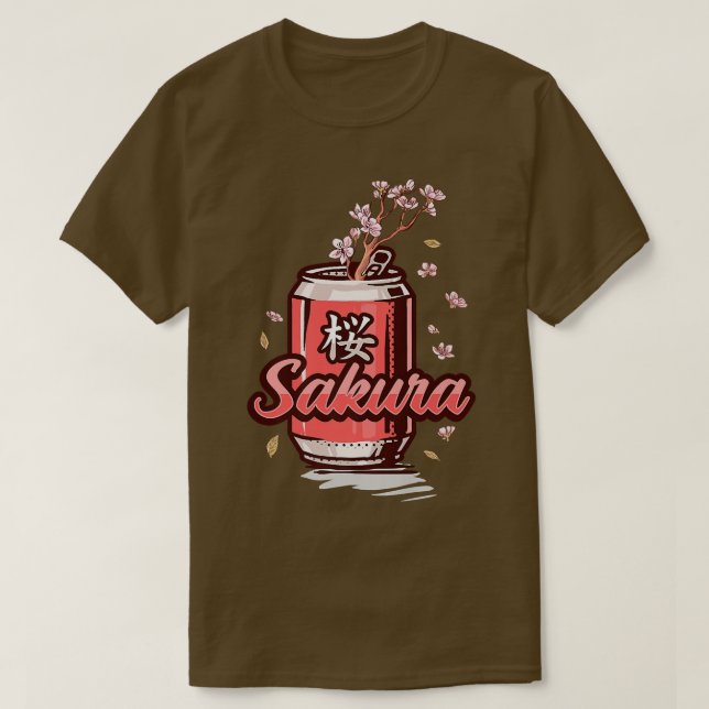 Sakura Cherry Blossom Drink Can Art für Japanisch  T-Shirt (Design vorne)
