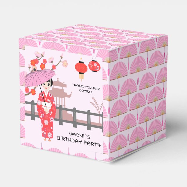 Sakura Cherry Blossom Japanisches Mädchen Geburtst Geschenkschachtel (Rückseite)