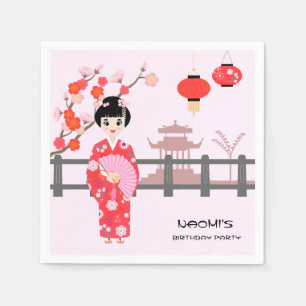 Sakura Cherry Blossom Japanisches Mädchen Geburtst Serviette