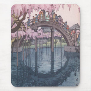 Sakura Cherry Blossom, Kameido River Bridge Japan Mousepad