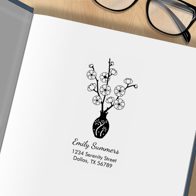 Sakura Cherry Blossom Vase Adresse Gummistempel (Von Creator hochgeladen)
