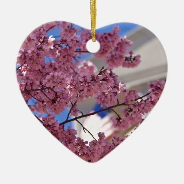 Sakura Cherry Blossoms Americana Keramikornament (Vorne)