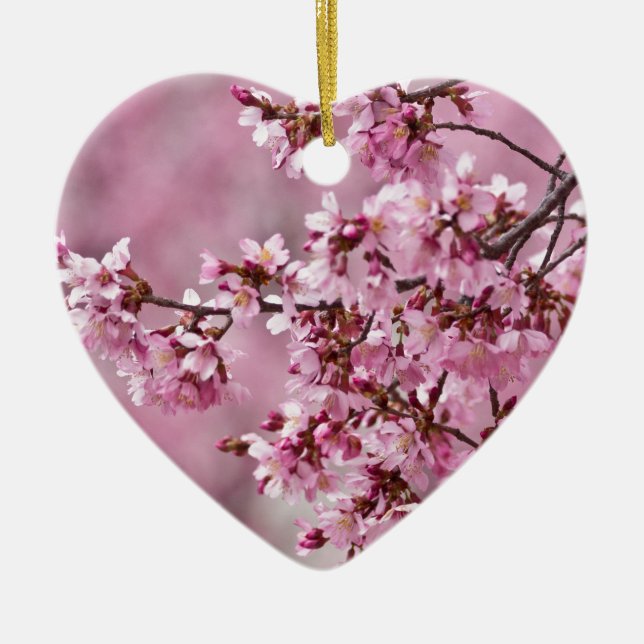 Sakura Cherry blüht pastellrosa Schichten Keramik Ornament (Vorne)