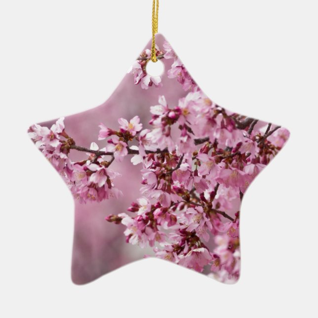 Sakura Cherry blüht pastellrosa Schichten Keramik Ornament (Vorne)