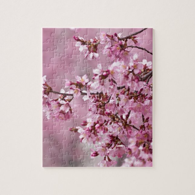 Sakura Cherry blüht pastellrosa Schichten Puzzle (Vertikal)