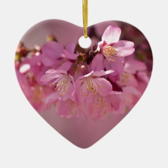 Sakura Cherry Blüten Delikatessen Pink Bouquet Keramik Ornament (Vorne)