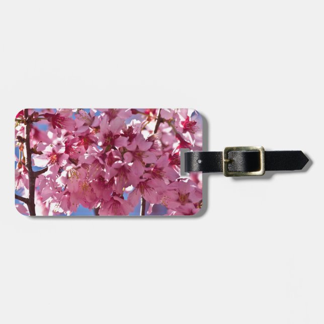 Sakura Cherry Blüten Rote Stars Gepäckanhänger (Vorderseite horizontal)