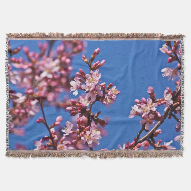Sakura Cherry Blüten Touch Blue Decke (Vorderseite)