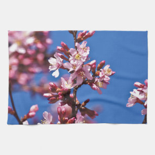 Sakura Cherry Blüten Touch Blue Handtuch