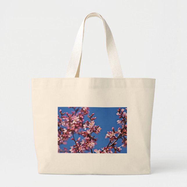 Sakura Cherry Blüten Touch Blue Jumbo Stoffbeutel (Vorne)