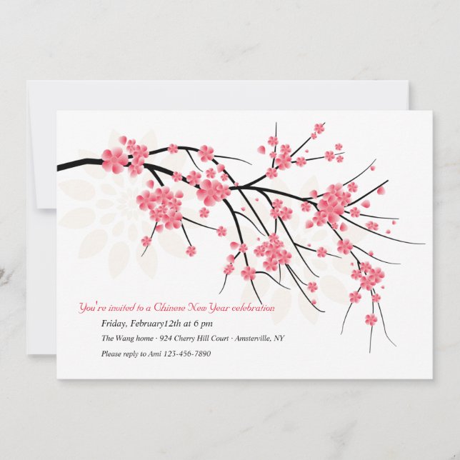 Sakura Chinesische Neujahrsveranstaltung - Party E Einladung (Vorderseite)