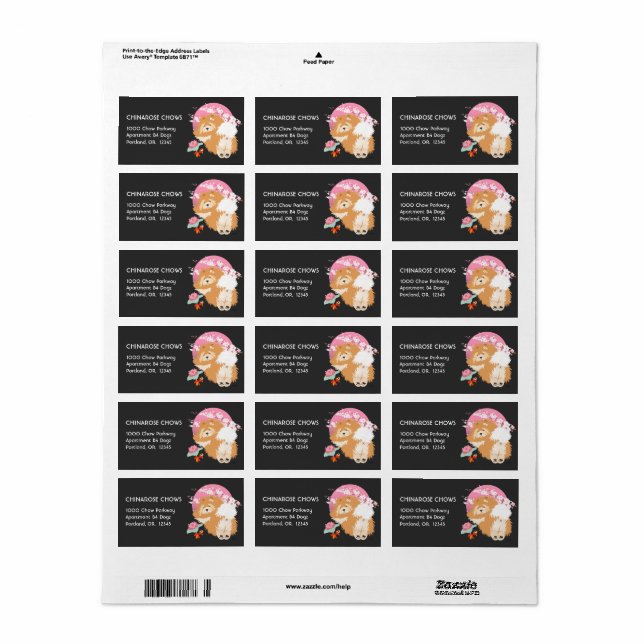 SAKURA - Chow Address Labels anpassen Adressaufkleber (Vorne)