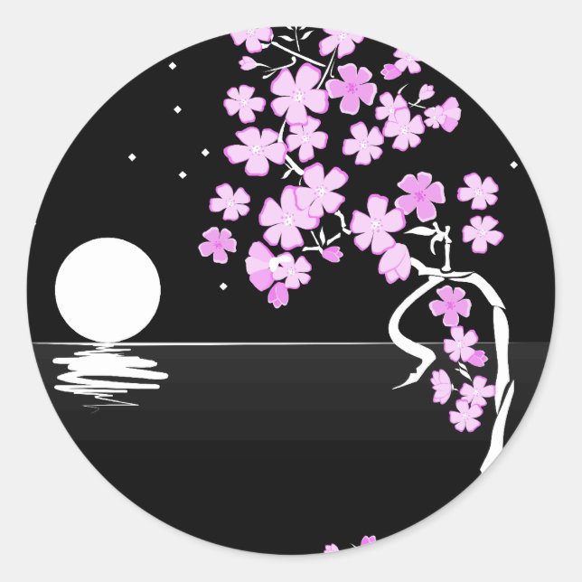 Sakura der Nacht Runder Aufkleber (Vorderseite)