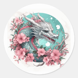 Sakura Dragon Runder Aufkleber