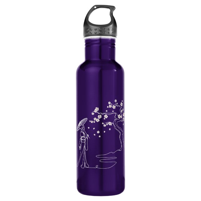 Sakura Elegante: Kimono Wasserflasche Edelstahlflasche (Vorderseite)