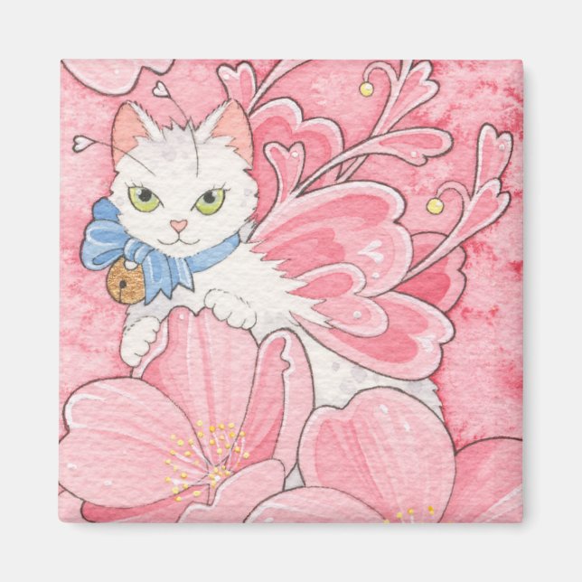 Sakura Fairy Cat notecard Magnet (Vorne)