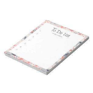 Sakura Floral Navy Wellen To-Do-Liste  Notizblock