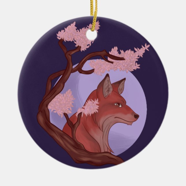 Sakura Fox Keramikornament (Vorne)