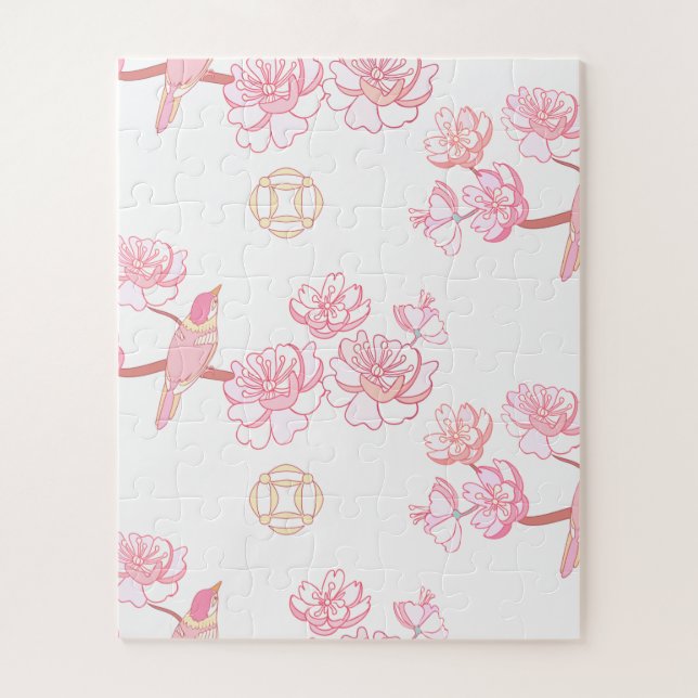 Sakura, Frühlingsblüte, Blüte der japanischen Kirs Puzzle (Vertikal)