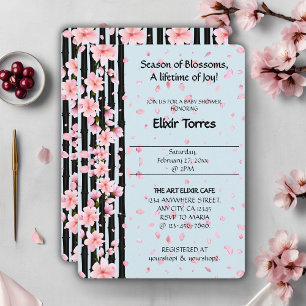 Sakura-Frühlingskirschblüten-Baby-Party Einladung