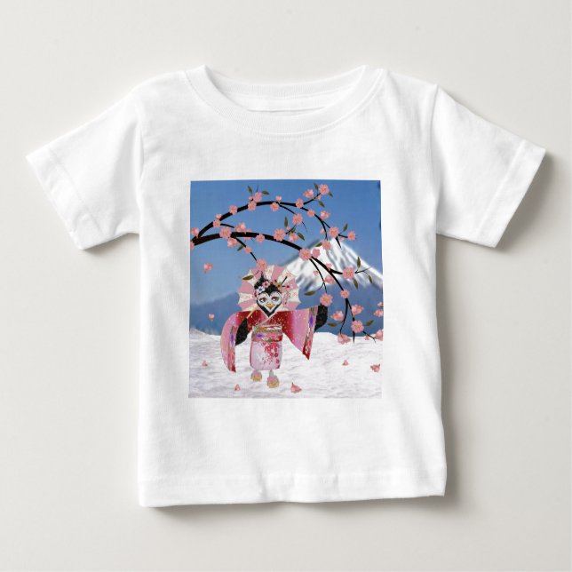 Sakura Geisha Bird in den Snow-Cherry-Blüten Baby T-shirt (Vorderseite)