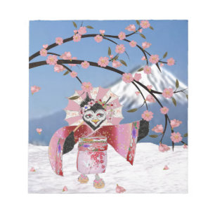 Sakura Geisha Bird in den Snow-Cherry-Blüten Notizblock