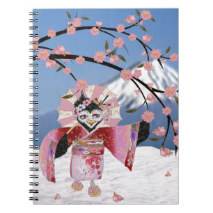 Sakura Geisha Bird in den Snow-Cherry-Blüten Notizblock