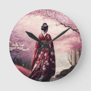Sakura Geisha Runde Wanduhr