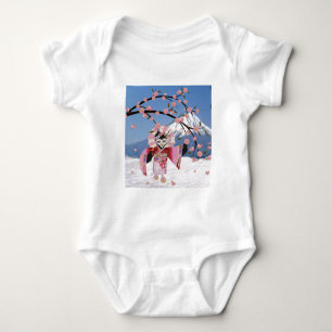Sakura Geisha-Vogel im Schnee Kirschblüten Baby Strampler