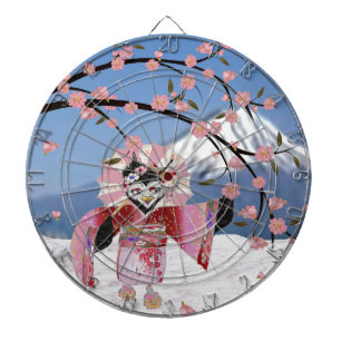Sakura Geisha-Vogel im Schnee Kirschblüten Dartscheibe