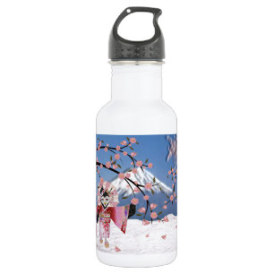 Sakura Geisha Vogel im Schnee Kirschblüten Edelstahlflasche