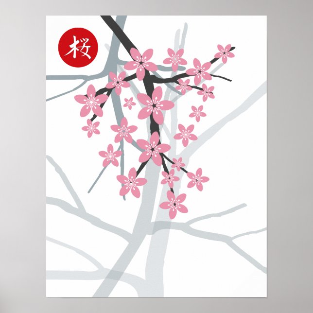 Sakura Hieroglyph Print Poster (Vorne)