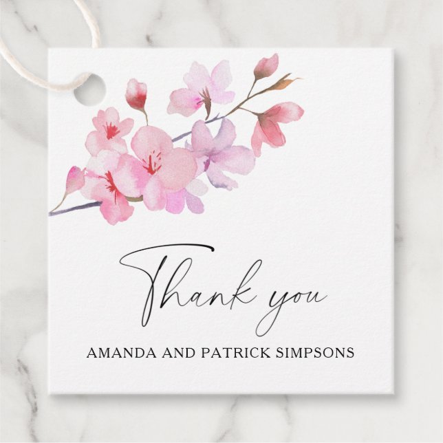 Sakura - Hochzeit Danke Geschenkanhänger (Vorderseite)